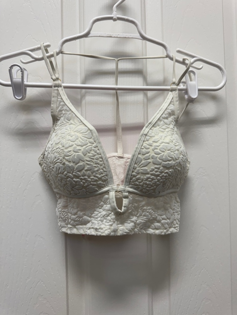 PINK size s Cream Lace Floral Bralette - Women Intimates & Sleepwear